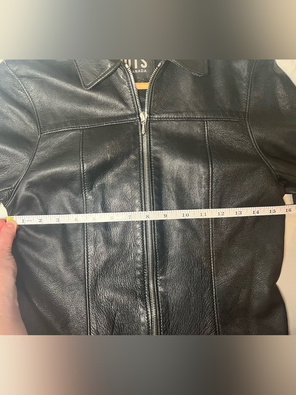 Vintage Roots Canada Black Pebbled Leather Jacket Zip Y2K - Picture 12 of 13